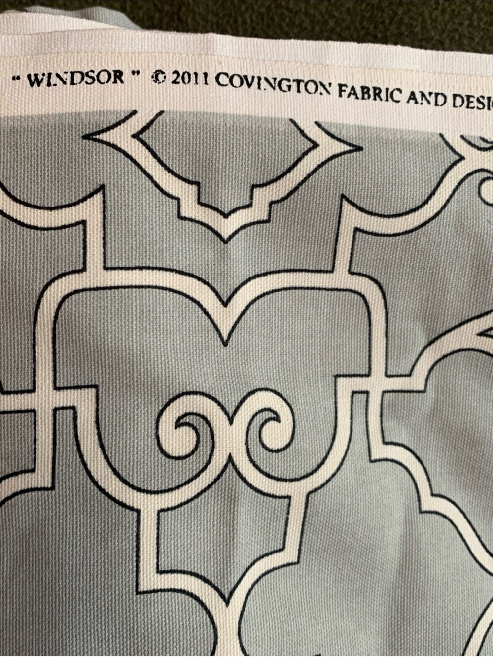 New Covington Fabric “Windsor” gray, black and white pattered fabric. 5 yds. 54” - Picture 2 of 4